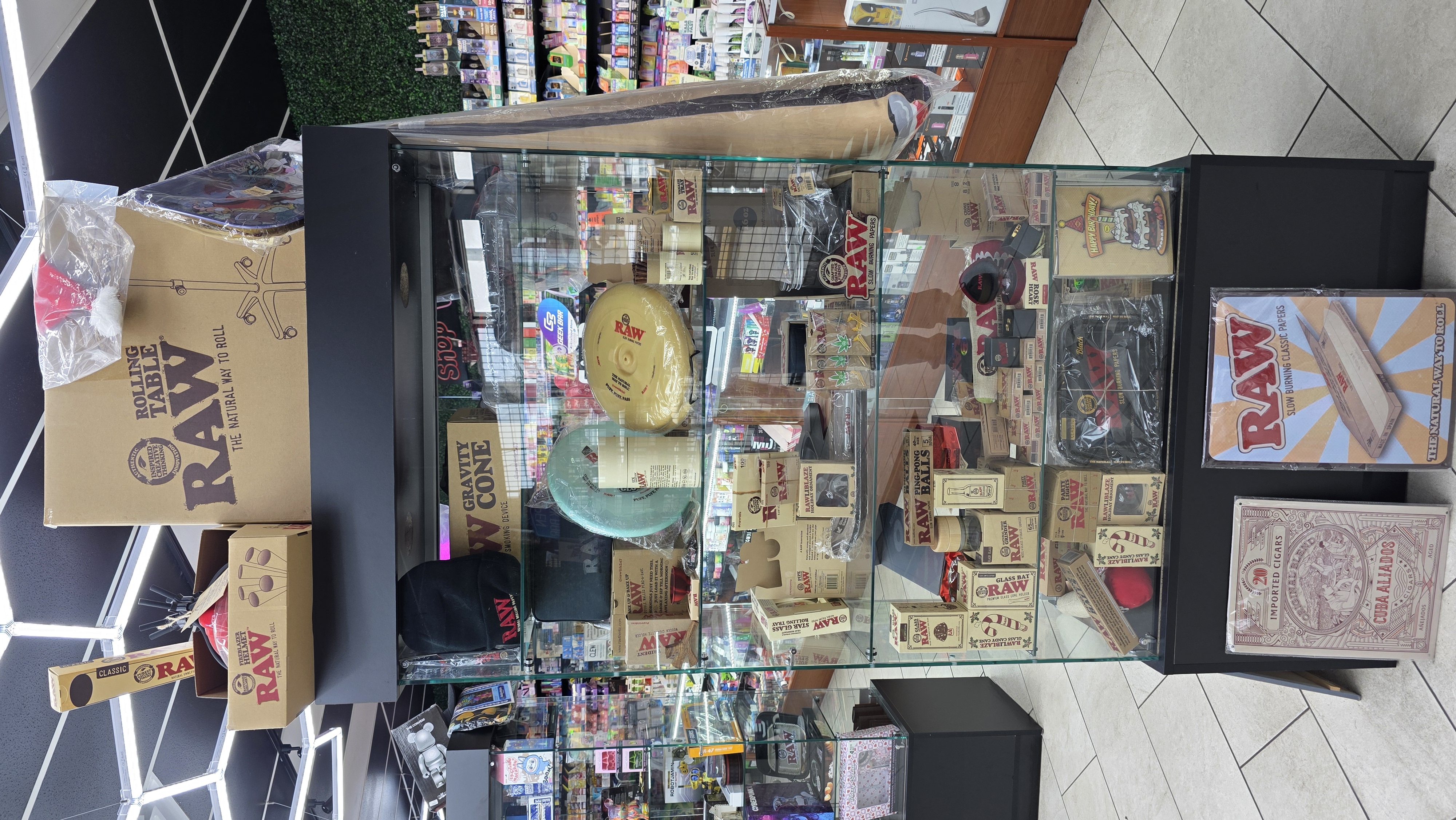 RAW rolling supplies tower — papers, trays and accessories